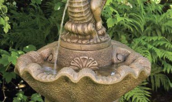 40 inches Cherub And Seahorse Fountain