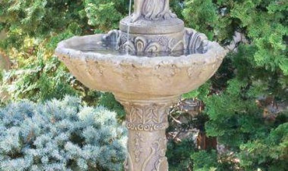 56 inches Small Girl With Jug On Scroll Shell Fountain