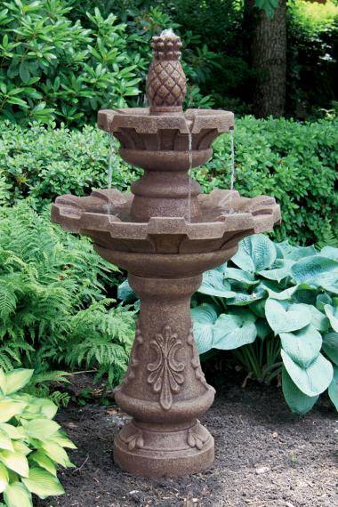 57 inches Two Tier Fluted Fountain With Pineapple Finial