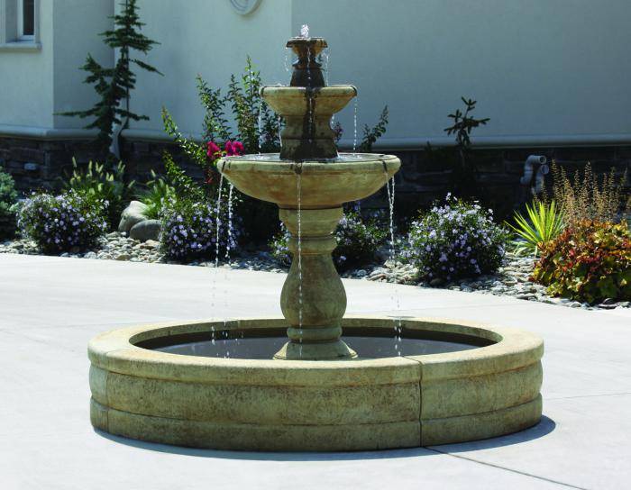 60″ Two Tier Lane Fountain On 5′ Fiberglass Pool Fountains of Long Island