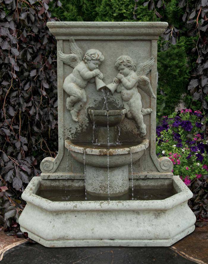 joyful cherub bird bath fountain with lights at hayneedle on outdoor cherub fountains