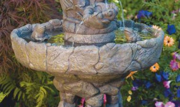 Three Tier Frog Stone Fountain