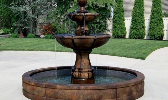 Two Tier Charlotte Fountain with Surround and 8 inches Fiberglass Pool